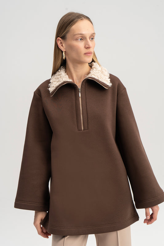 YAKASI KÜRKLÜ SWEATSHIRT
