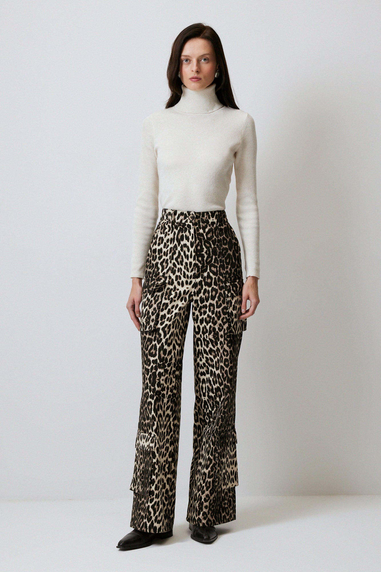 %100 PAMUKLU LEOPAR DESENLİ KARGO PANTOLON