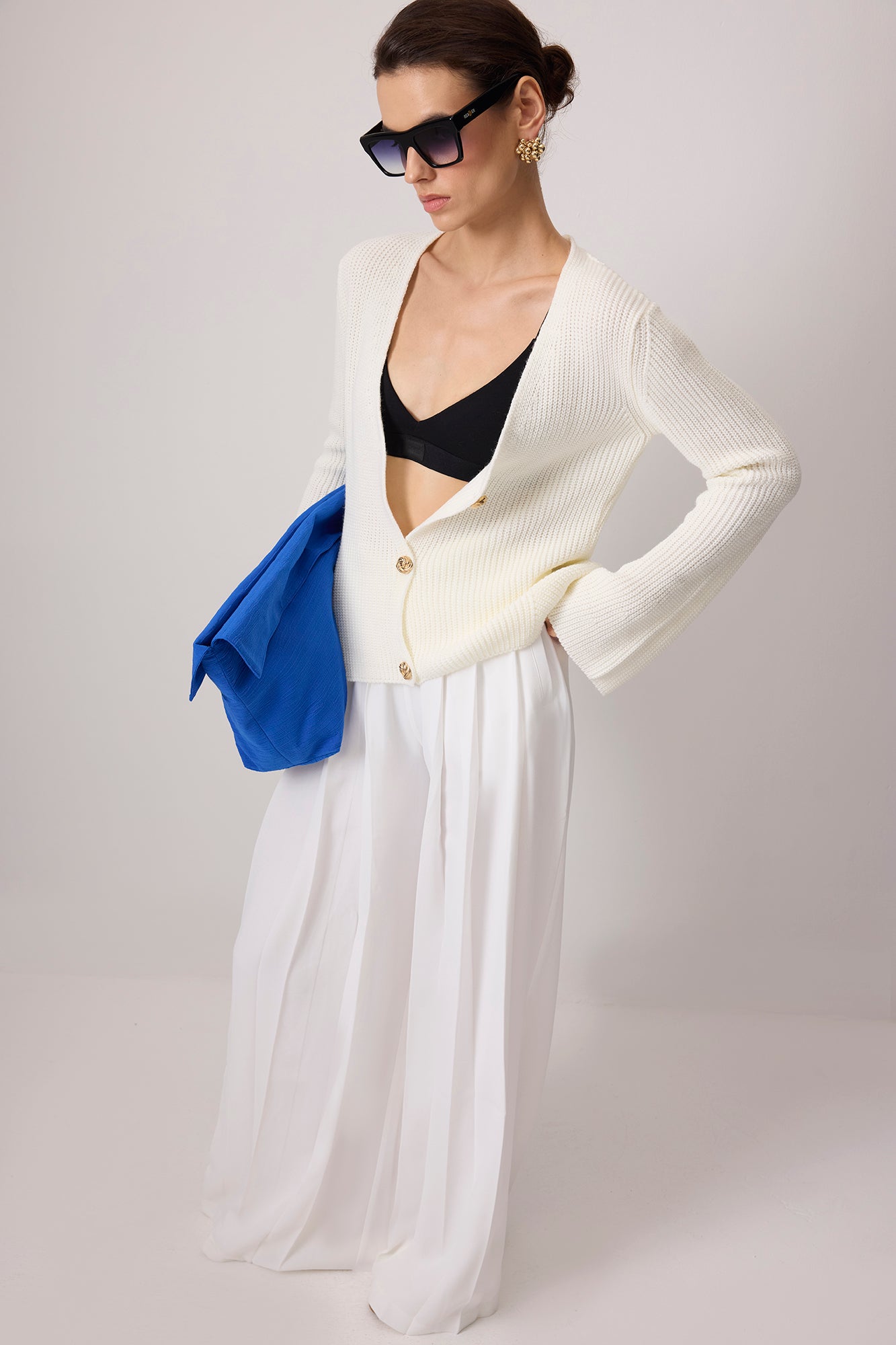 PİLELİ WIDE LEG KREP PANTOLON