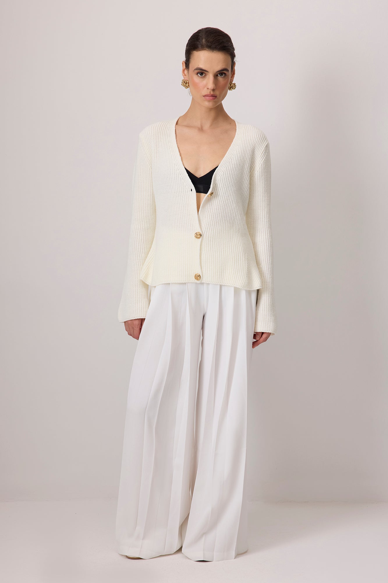 PİLELİ WIDE LEG KREP PANTOLON