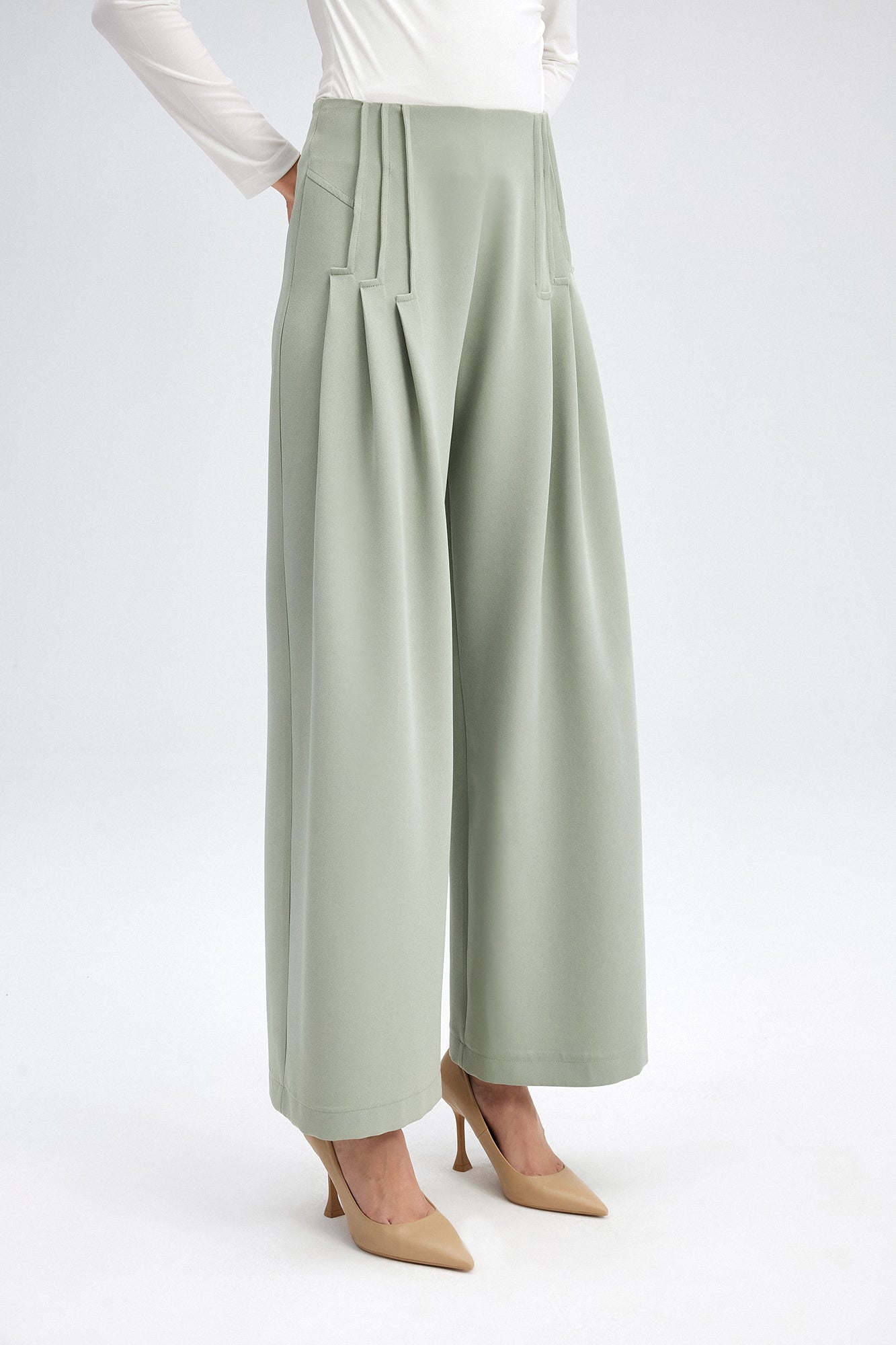 BEL DETAYLI KREP PANTOLON