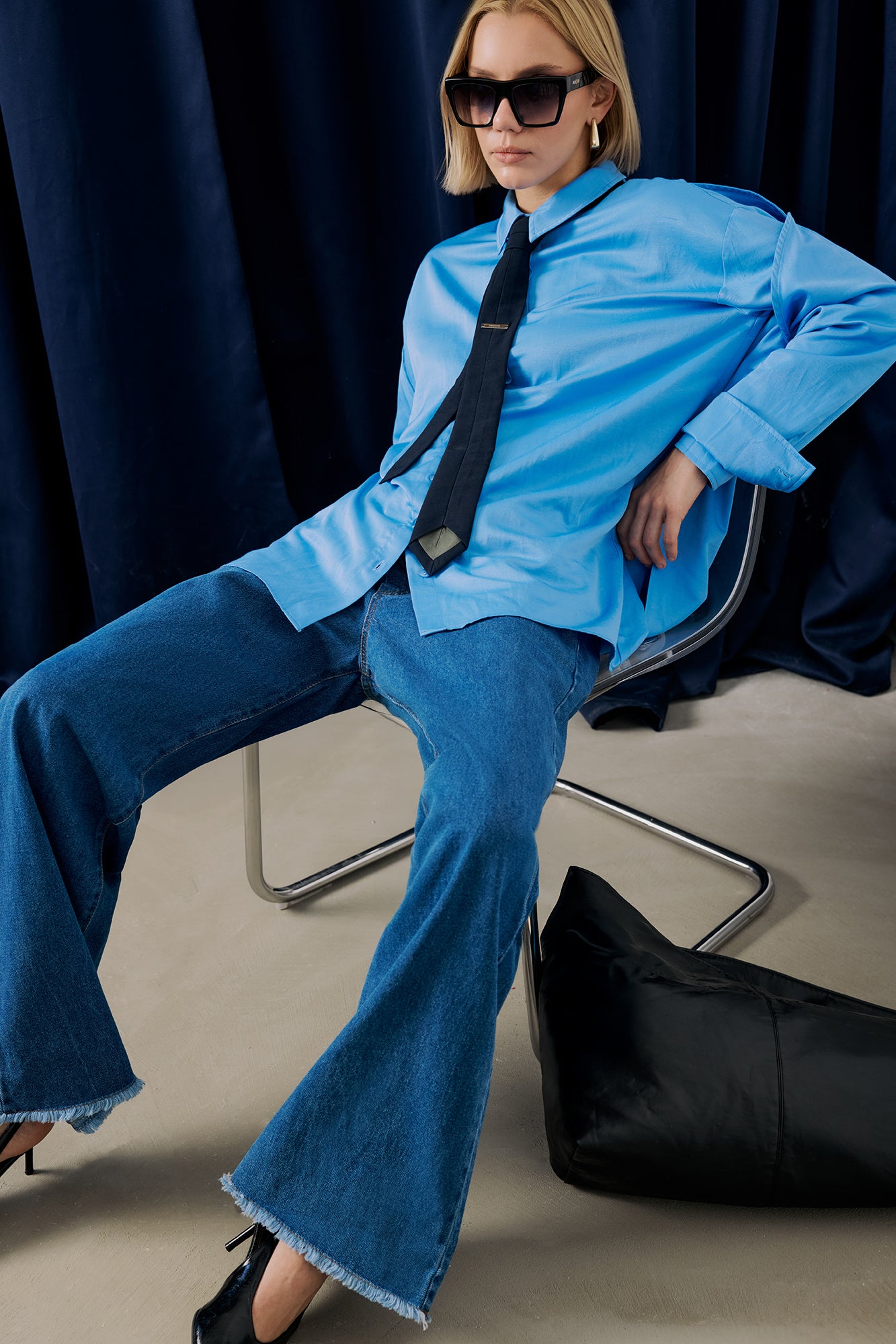 BELİ LASTİKLİ DENİM PANTOLON
