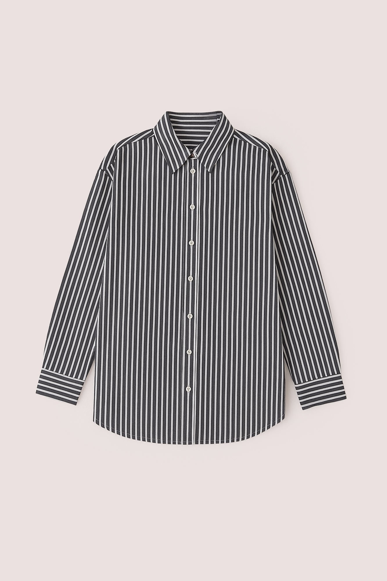 İNCE ÇİZGİLİ OVERSIZE GÖMLEK