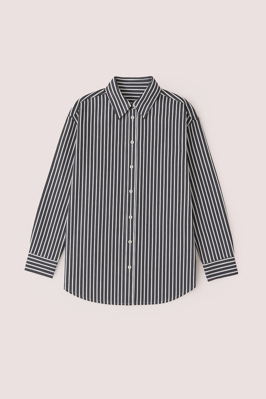 İNCE ÇİZGİLİ OVERSIZE GÖMLEK