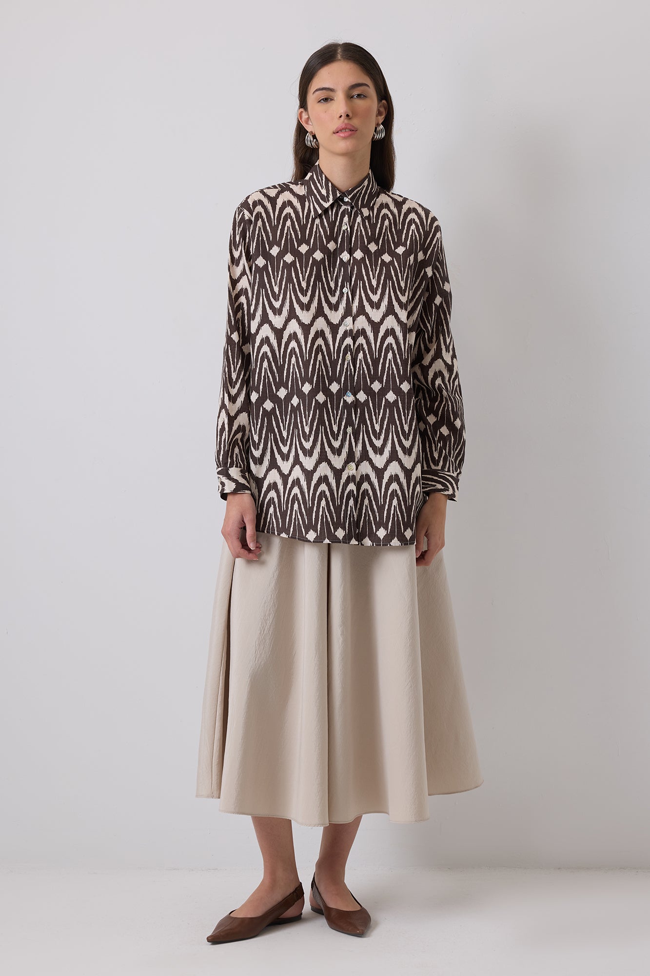 %100 PAMUKLU DESENLİ OVERSIZE GÖMLEK