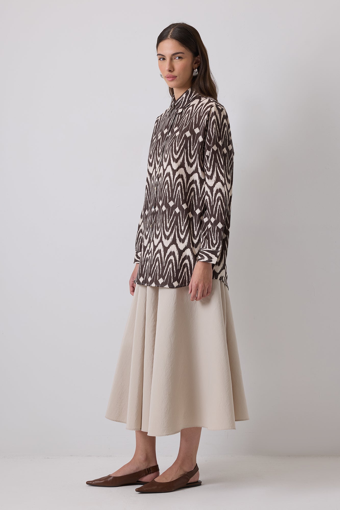 %100 PAMUKLU DESENLİ OVERSIZE GÖMLEK