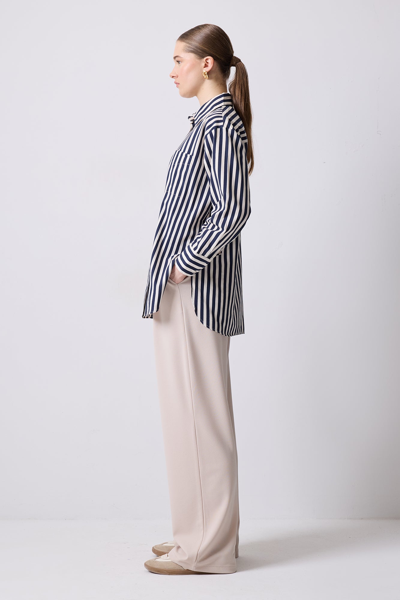 KALIN ÇİZGİLİ OVERSIZE GÖMLEK