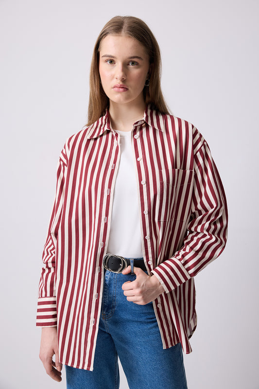 KALIN ÇİZGİLİ OVERSIZE GÖMLEK