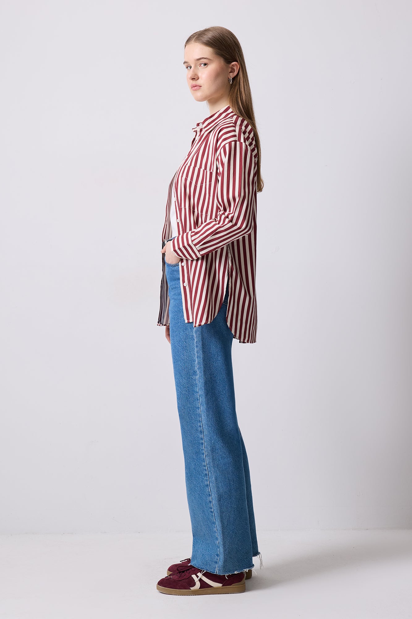 KALIN ÇİZGİLİ OVERSIZE GÖMLEK