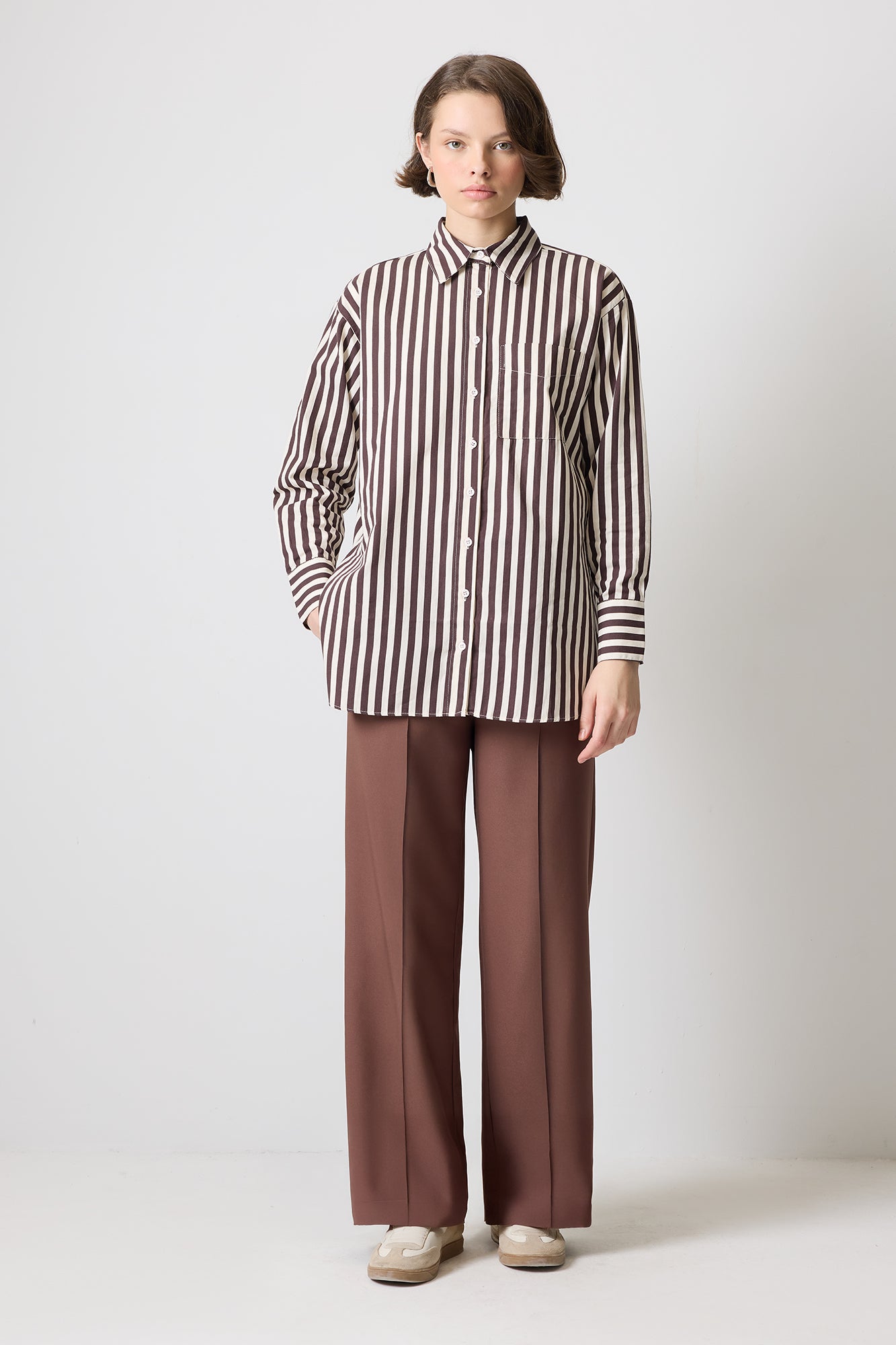 KALIN ÇİZGİLİ OVERSIZE GÖMLEK