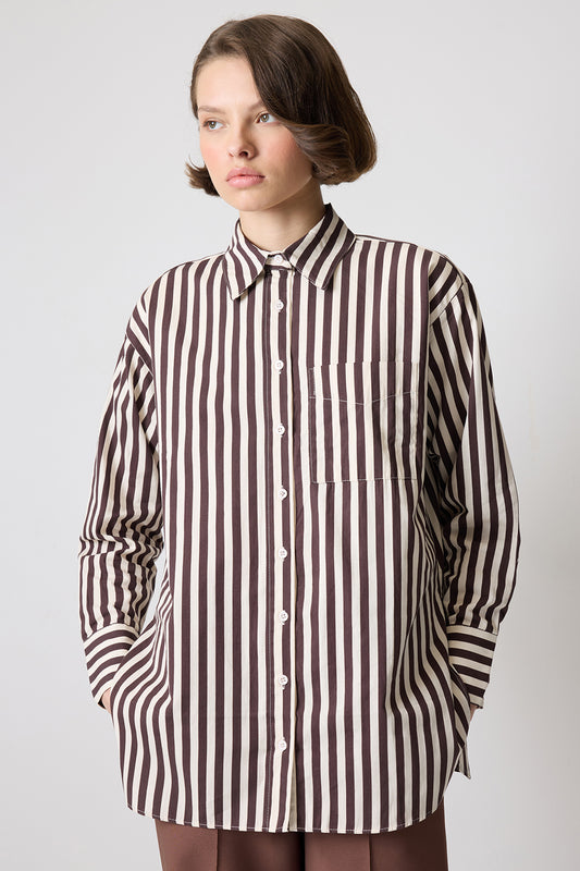 KALIN ÇİZGİLİ OVERSIZE GÖMLEK