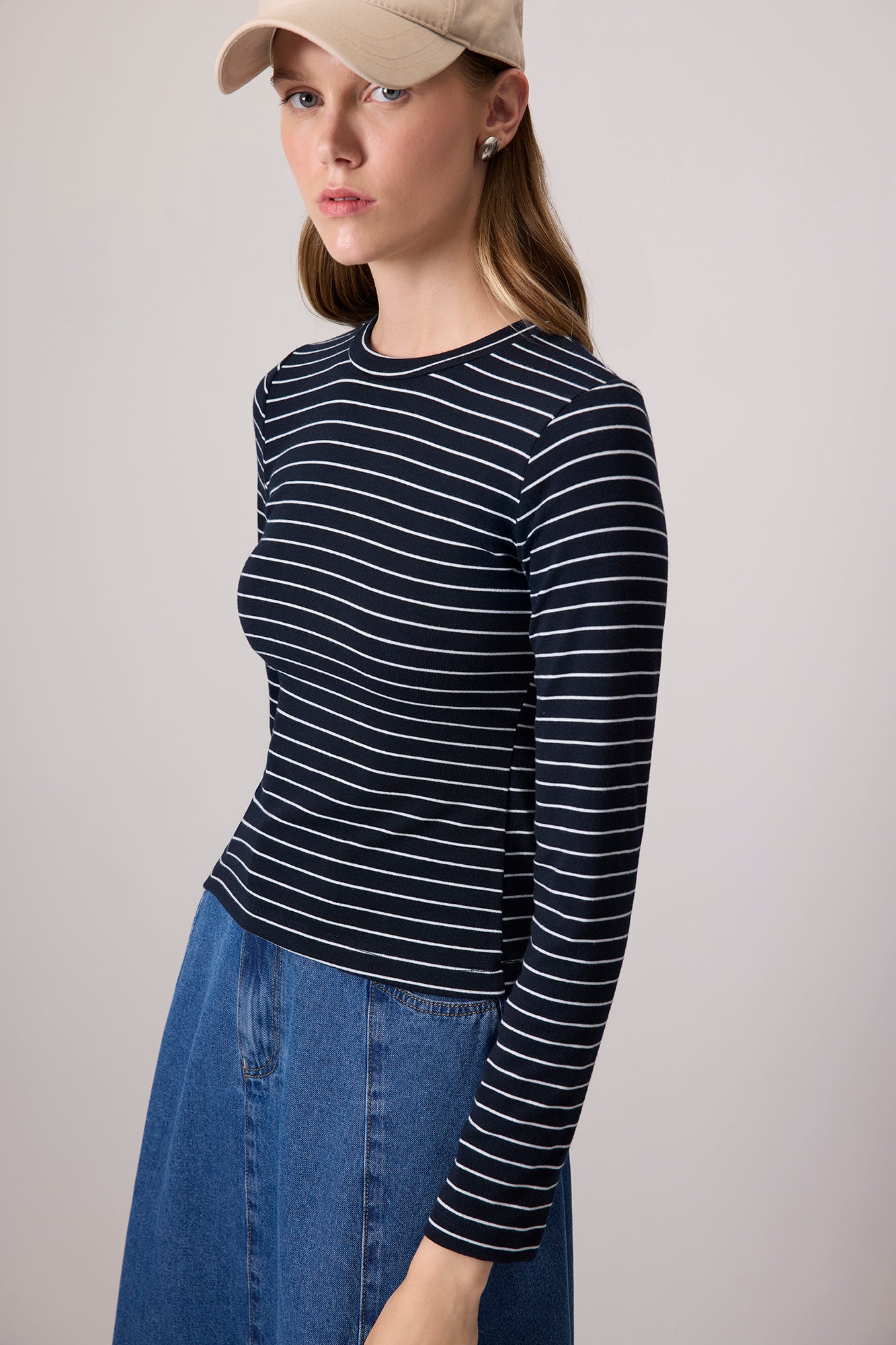 %100 PAMUK ÇİZGİLİ T-SHIRT