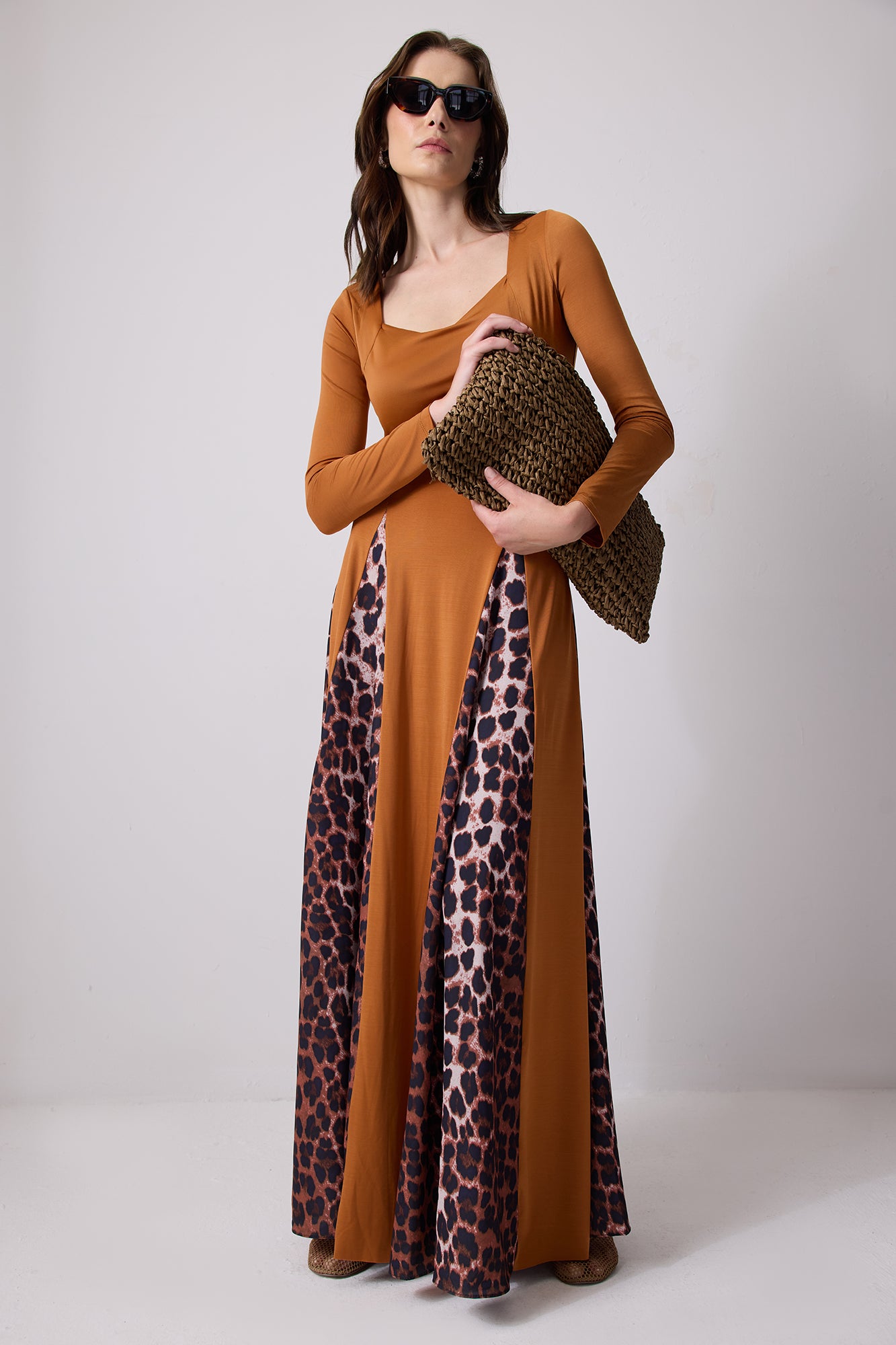 LEOPAR DESEN PİLELİ ELBİSE