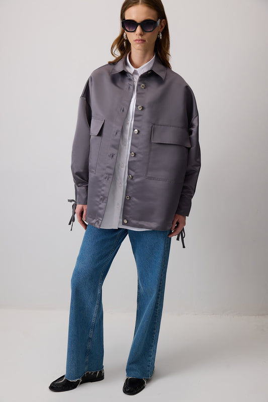 BÜZGÜLÜ SATEN OVERSIZE CEKET