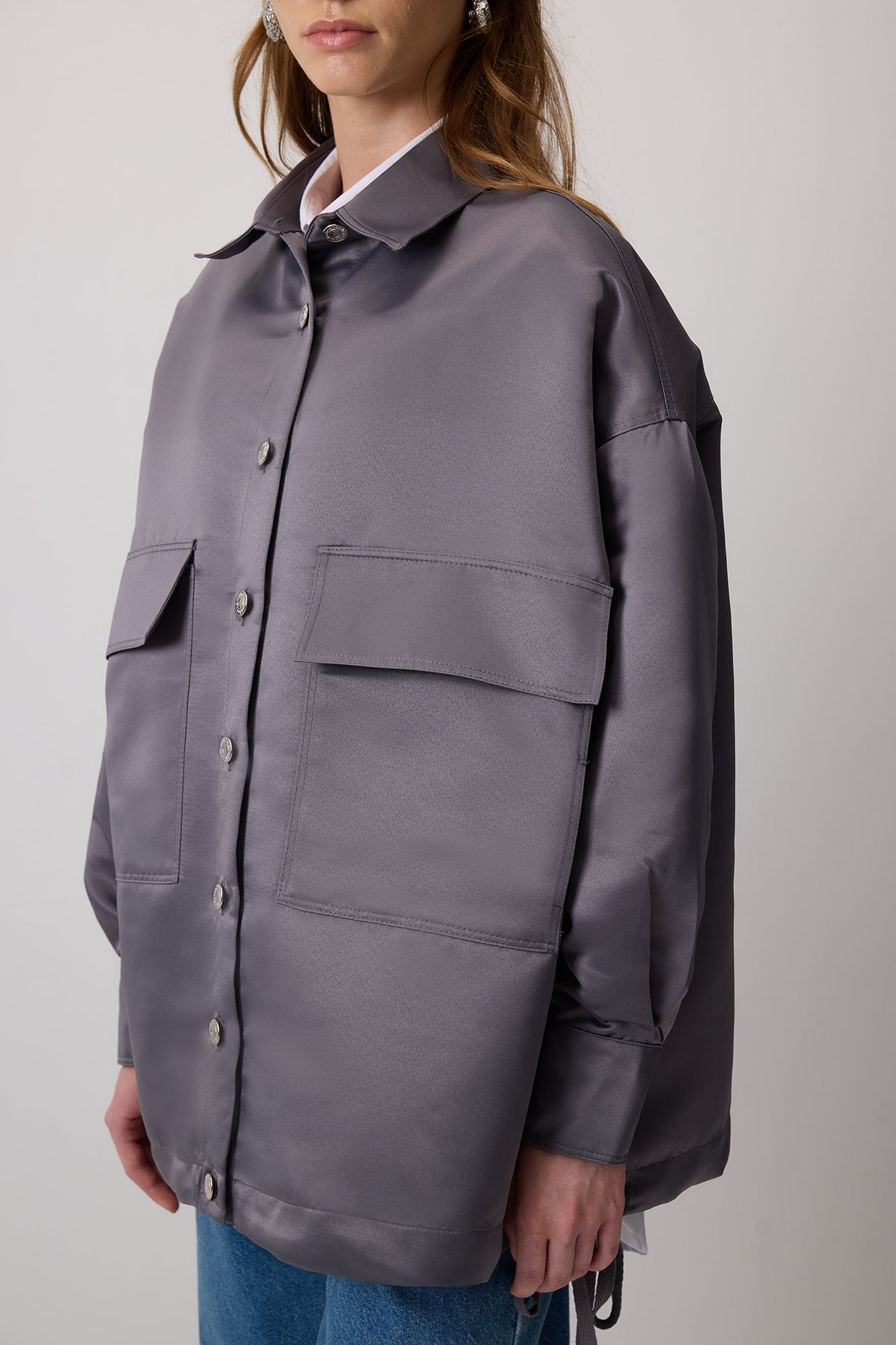 BÜZGÜLÜ SATEN OVERSIZE CEKET